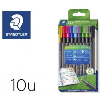 ESTUCHE ROTULADOR TRIPLUS FINELINER 334 ECO EDITION. 10 UNIDADES COLORES SURTIDOS STAEDTLER 334 RC10 (Espera 4 dias)